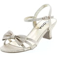 thumbnail image 1 of Soda Girls Girly-2 Metallic Glitter Open Toe Bow Slingback Small Block Heel Sandals, 1 of 7