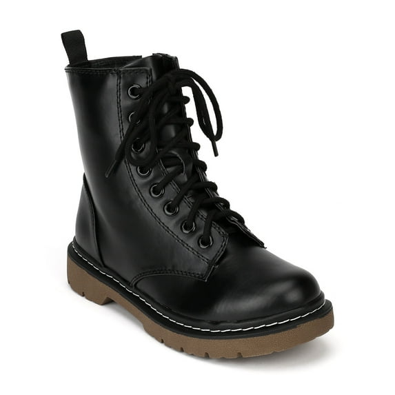 Soda Grunge-S Leatherette Round Toe Lace Rugged Stud Military High Ankle Bootie