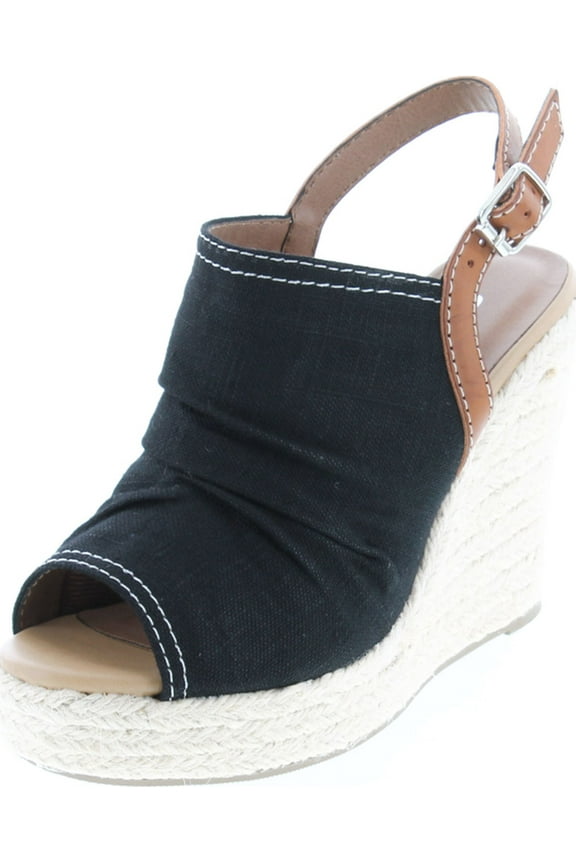 Jafari Women's Open Toe Ruched Canvas Espadrille Platform Wedge