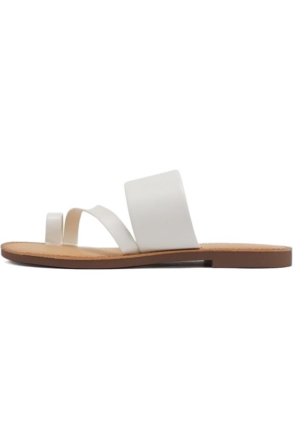 Joan Womens Open Toe Slip On Flip Flop Sandals (White, 10)