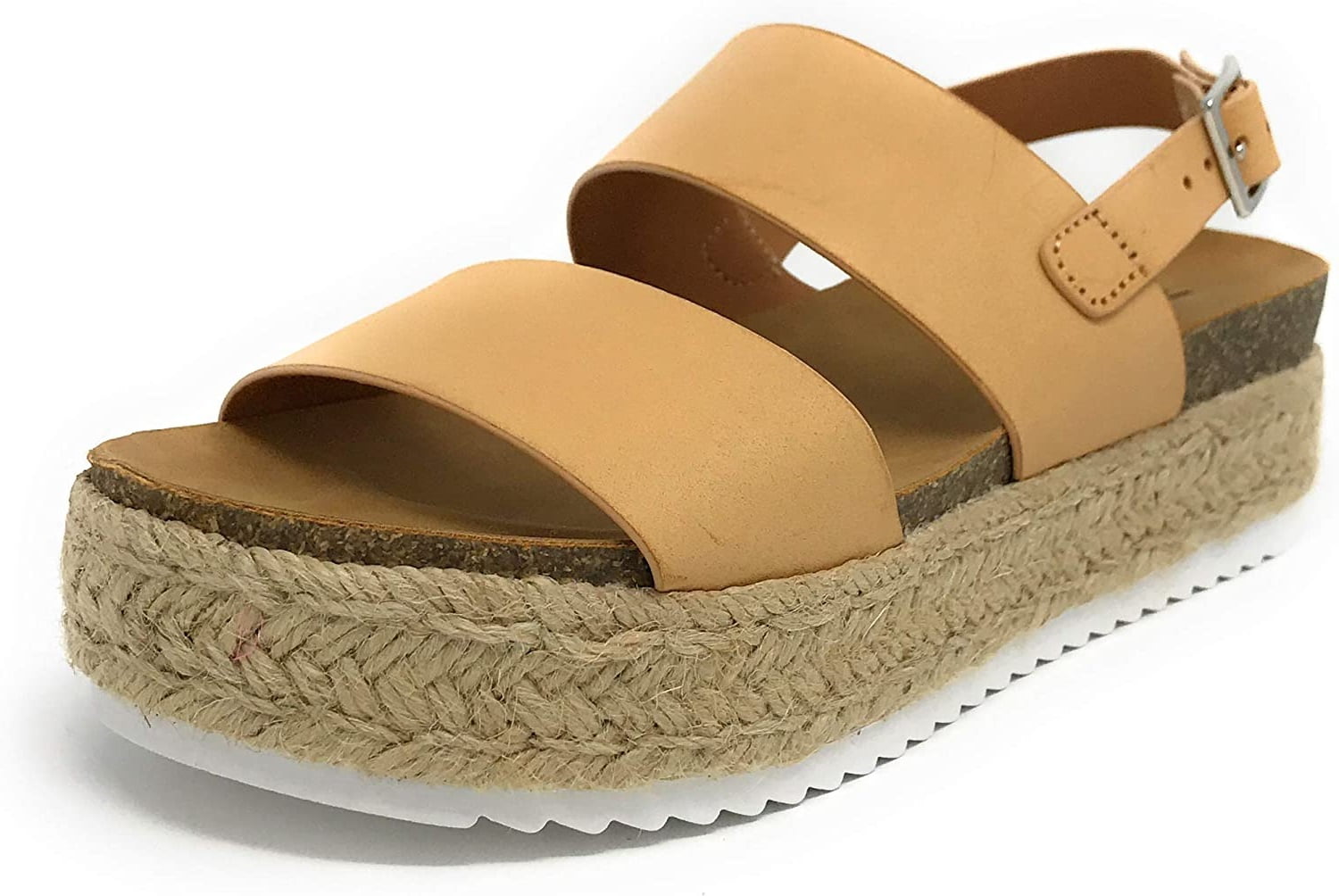 Soda Kazoo Nude Pu Casual Espadrilles Rubber Sole Open Toe Platform Sandals  (Nude Pu Kazoo, 5.5) - Walmart.com