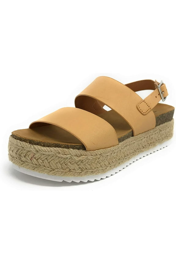 Kazoo Nude Pu Casual Espadrilles Rubber Sole Open Toe Platform Sandals