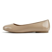 Soda Kreme Comfortable Basic Shoes Women Ballet Flat Round Toe Gel Insole Beige Patent 5.5