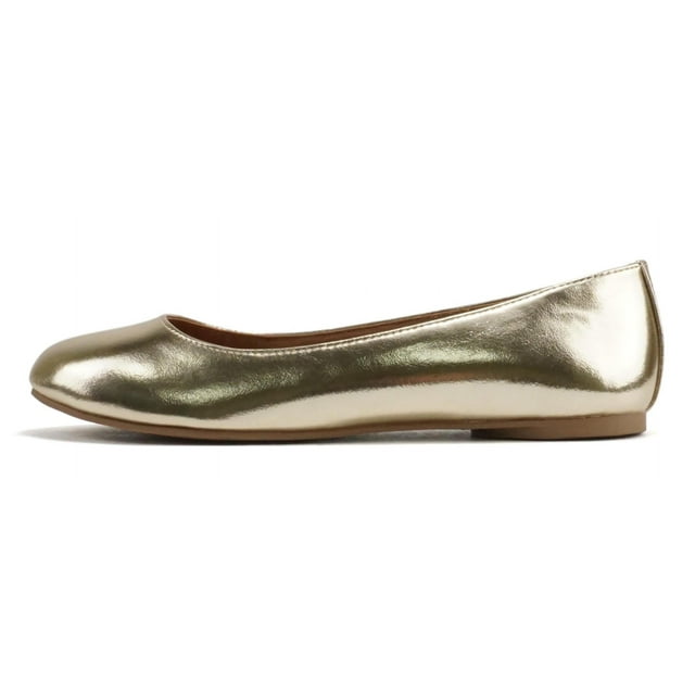 Soda Kreme Comfortable Basic Shoes Women Ballet Flat Round Toe Gel Insole Gold 9