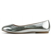 SODA Kreme Comfortable Basic Shoes Women Ballet Flat Round Toe Gel Insole Silver 7
