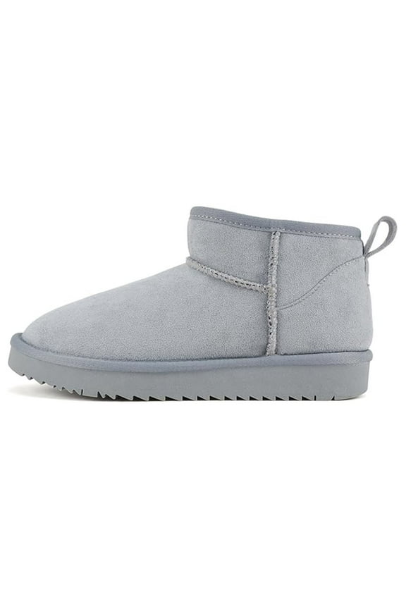 MUTUAL Women's Low Platform Sherpa Lined Ankle Boots - Light Blue Imitation Suede - Size 7