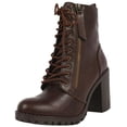 thumbnail image 1 of Soda Malia Brown Faux Leather Lace Up Rounded Closed Toe Chunky Ankle Boots (Brown, 8), 1 of 4