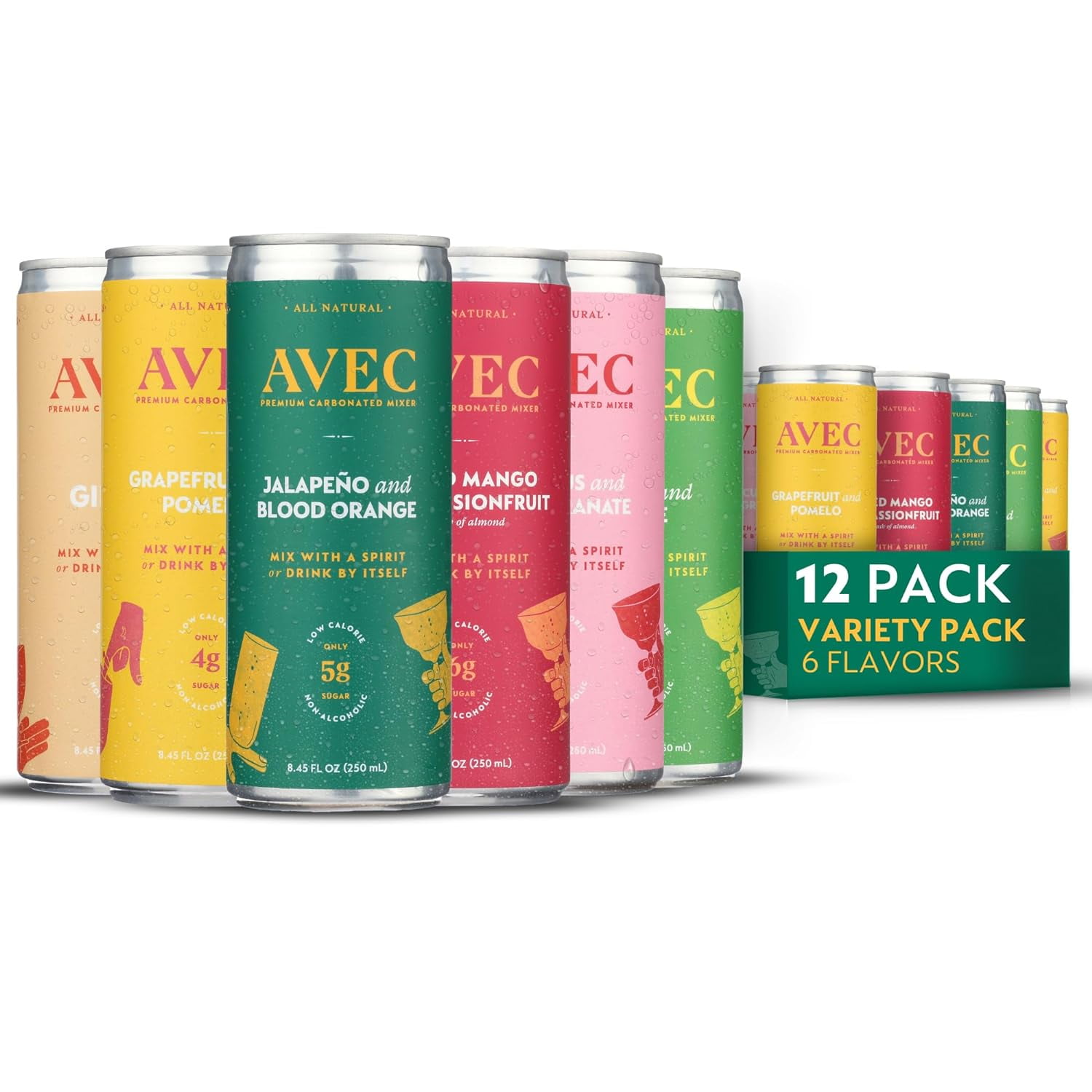 Soda & Mixer Variety Pack 12 Pack, 8.45 Oz 2 x 6 Flavors, Sparkling