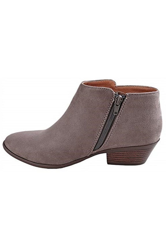 Mug Charcoal Western Rounded Toe Low Chunky Block Stacked Heels Ankle Boots (Charcoal, 5.5)