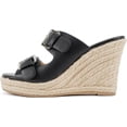 thumbnail image 1 of Soda Nakia Women Open Round Toe Double Strap Wedge Sandal With Buckle Closures, 1 of 5