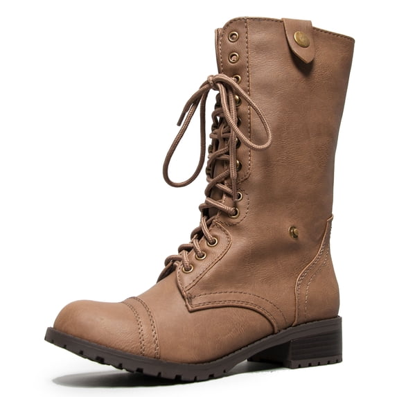 Soda ORALEE Lace Up Fold Over Military Style Combat Boot