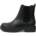 thumbnail image 1 of Soda Pilot Lug Sole Low Heel Chelsea Ankle Bootie Double Elastic Gore Black (Black, 6), 1 of 5