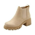 thumbnail image 1 of Soda Pioneer Lug Sole Mid Heel Chelsea Fashion Ankle Elastic Booties LT-Wheat (LT - Wheat, 10), 1 of 5