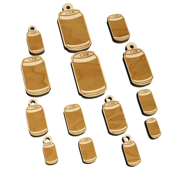 Soda Pop Beer Can Wood Mini Charms Shapes DIY Craft Jewelry - With Hole - 20mm (15pcs)