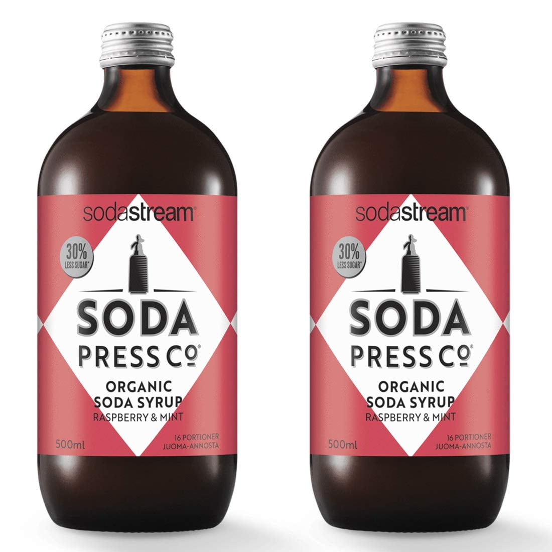 Soda Press Organic Raspberry & Mint Flavor Mix for SodaStream, 16.9 Fl Oz, 2 Pk