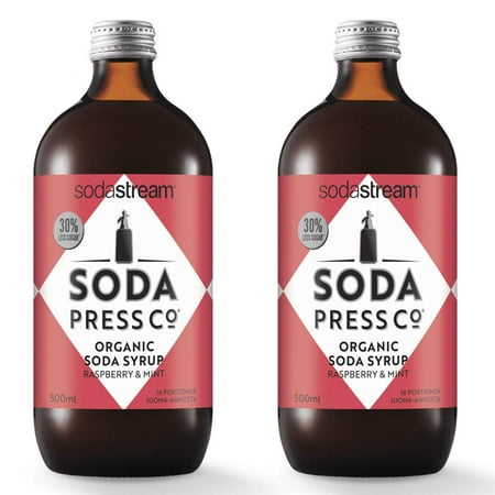 Soda Press Organic Raspberry & Mint Flavor Mix for SodaStream, 16.9 Fl Oz, 2 Pk