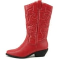 thumbnail image 1 of Soda Reno Women Western Cowboy Pointed Toe Knee High Pull On Tabs Boots (Red, 7.5), 1 of 2