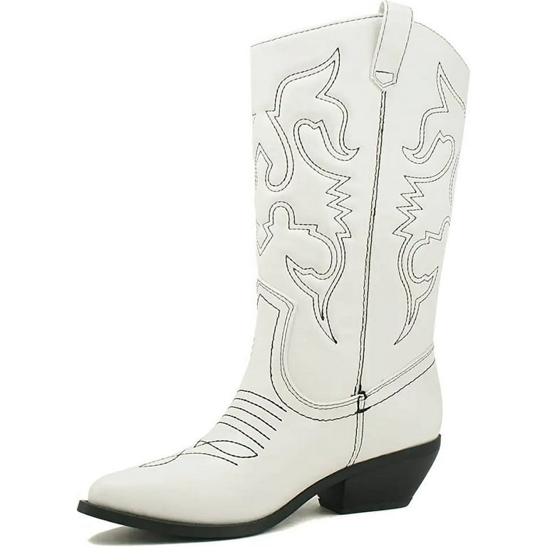 White pull on boots cheap