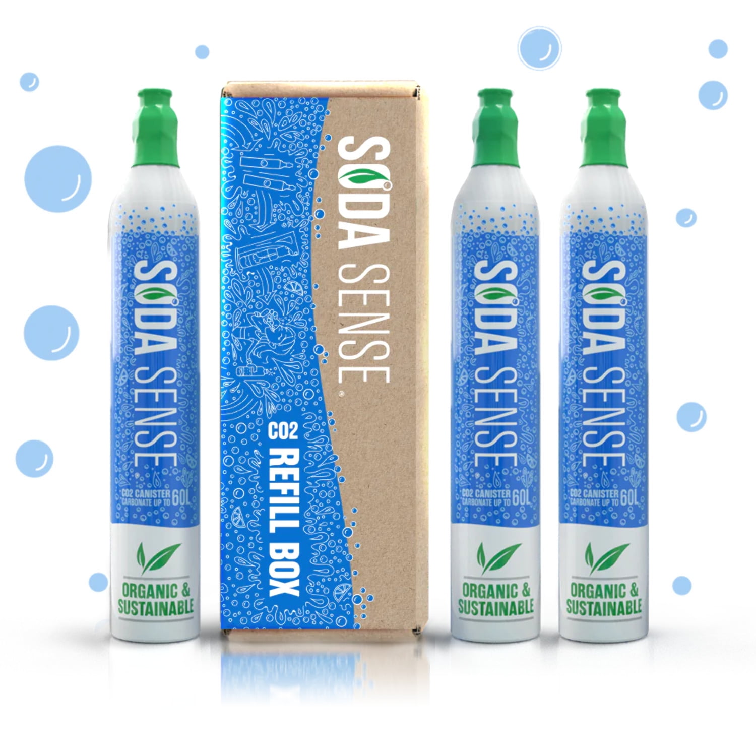 Soda Sense Threaded 60L CO2 Exchange Cylinder 3 Pack, Compatible w/All