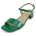 thumbnail image 1 of Soda Shoes Women Ankle Strap Sandals Low Block Heel Single Band EPISODE-S Green Patent 6.5, 1 of 5