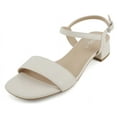thumbnail image 1 of Soda Shoes Women Ankle Strap Sandals Low Block Heel Single Band EPISODE-S Off White Cream Bone 6, 1 of 5