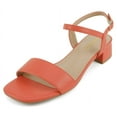 thumbnail image 1 of Soda Shoes Women Ankle Strap Sandals Low Block Heel Single Band EPISODE-S Orange 8.5, 1 of 5