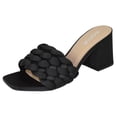 thumbnail image 1 of Soda Shoes Women Block High Heel Sandals Braided Band Square Toe Satin SHAUNA-S Black 9, 1 of 3
