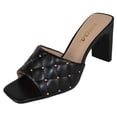 thumbnail image 1 of Soda Shoes Women Block High Heel Sandals Diamond Quilted Stud Gem Jewel Square Toe Slip On JELLO-S Black 6, 1 of 3