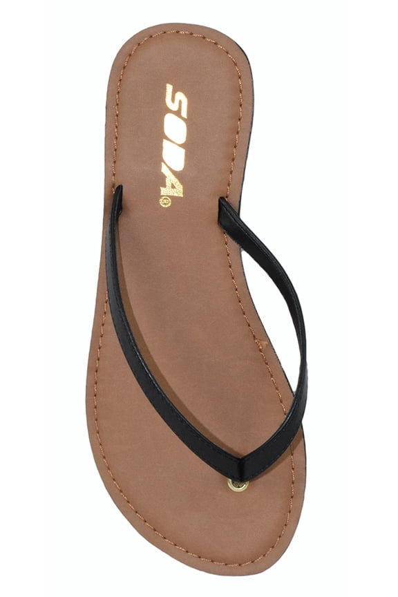 Shoes Women Flip Flops Basic Plain Sandals Strap Casual Beach Thongs FELER Black 10