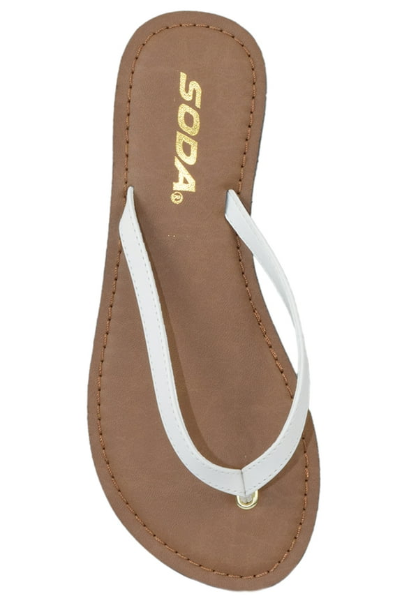 Shoes Women Flip Flops Basic Plain Sandals Strap Casual Beach Thongs FELER White 10