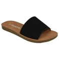 thumbnail image 1 of Soda Shoes Women Flip Flops Basic Plain Slippers Slip On Sandals Slides Casual Peep Toe Beach EFRON-S Black 8, 1 of 2