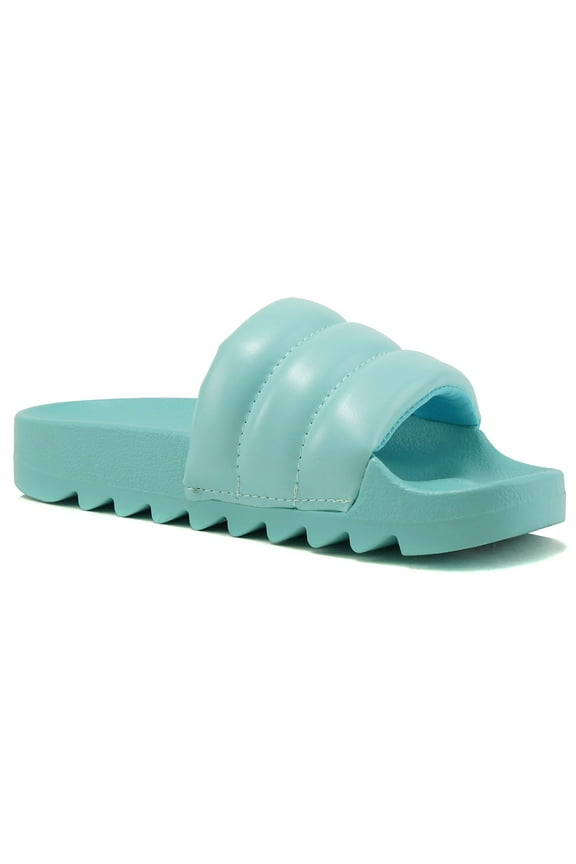 Shoes Women Flip Flops Basic Plain Slippers Slip On Sandals Slides Casual Peep Toe Footbed Beach Single Plush Between-S Blue Teal 8