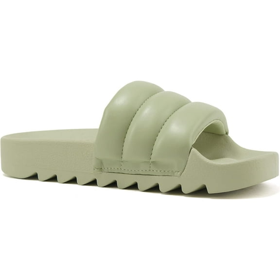 Soda Shoes Women Flip Flops Basic Plain Slippers Slip On Sandals Slides Casual Peep Toe Footbed Beach Single Plush Between-S Light Green Mint 9
