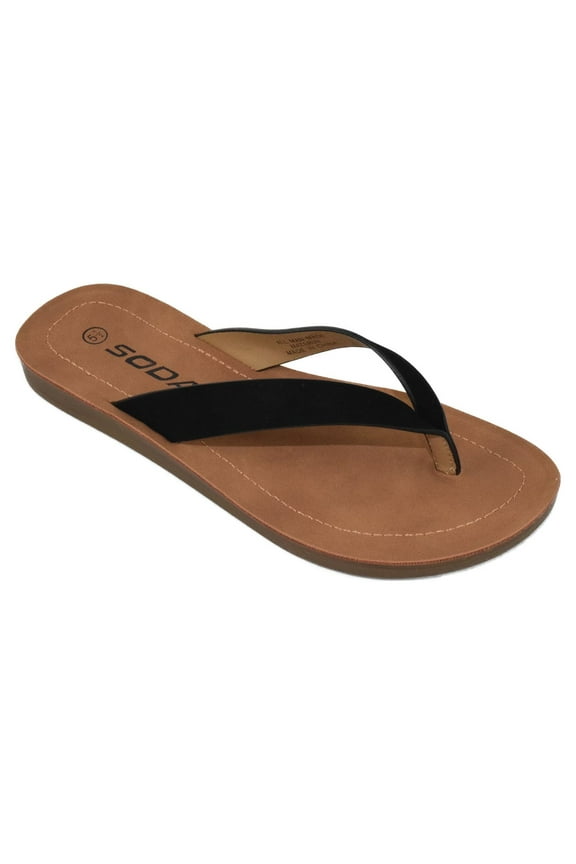Shoes Women Flip Flops Basic Plain Slippers Thongs Sandals Strap Casual Beach ELLA-S Black 6