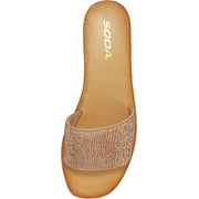 Soda Shoes Women Flip Flops Slippers Sandals Slide Bling Rhinestone Crystals jewel Justice-S Rose Gold Penny 9