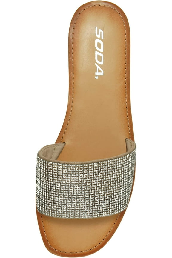 Shoes Women Flip Flops Slippers Sandals Slide Bling Rhinestone Crystals jewel Justice-S Silver 11