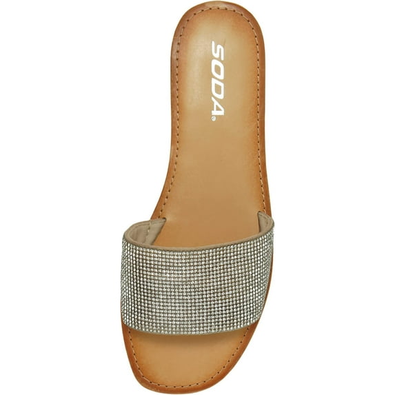 Soda Shoes Women Flip Flops Slippers Sandals Slide Bling Rhinestone Crystals jewel Justice-S Silver 7