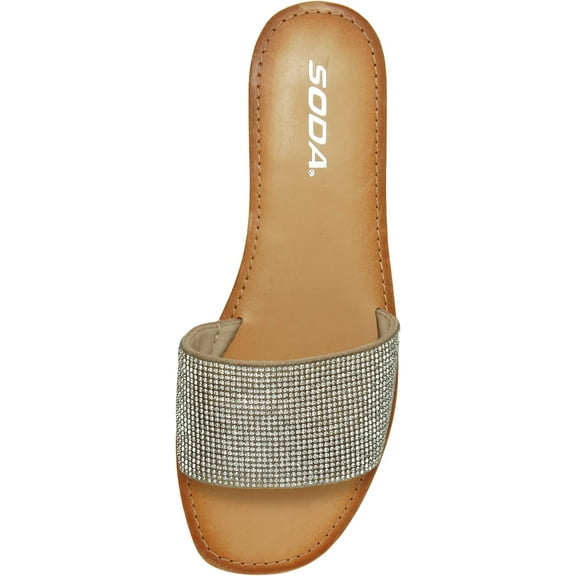 Soda Shoes Women Flip Flops Slippers Sandals Slide Bling Rhinestone Crystals jewel Justice-S Silver 8