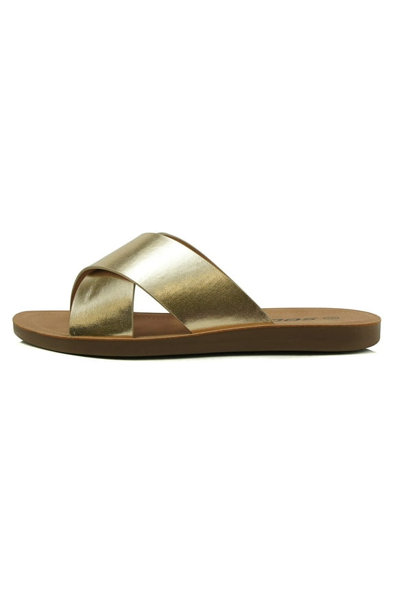 Shoes Women Sandals Crisscross Band Strap Casual Slides REFLECT-S Gold 7.5