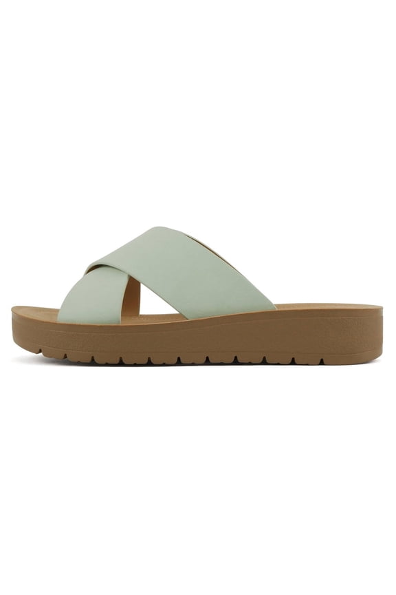Shoes Women Sandals Crisscross Strap Band Flatform Platform LUCY-S Light Green Mint 6