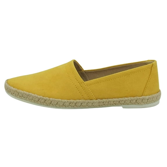 Soda Sneakers Flat Women's Shoes Canvas Slip-On Espadrilles Jute Wrap Loafers BETTY-S Mustard Yellow 5.5