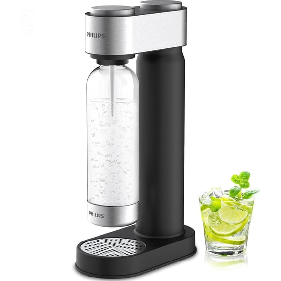 Soda Streaming Machine, Stainless Sparkling Water Maker Easy Install with Quick Twist 1L PET Carbonating Bottle, Soda Maker Compatible with 60L CO2 Carbonator (NOT Included), ADD4902BKOQ/37