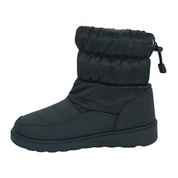Soda Style Snow - Faux Fur Lining Micro suede Soft Nylon Ankle Fashion Bootie w/Adjustable Elastic Black 7