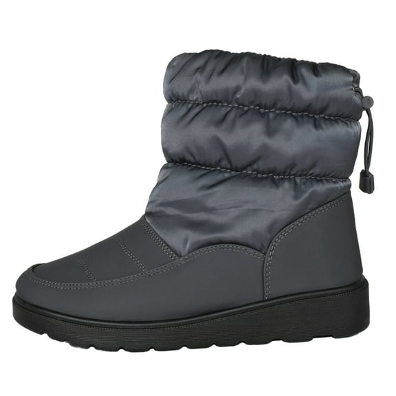 Soda Style Snow - Faux Fur Lining Micro suede Soft Nylon Ankle Fashion Bootie w/Adjustable Elastic Gray 10