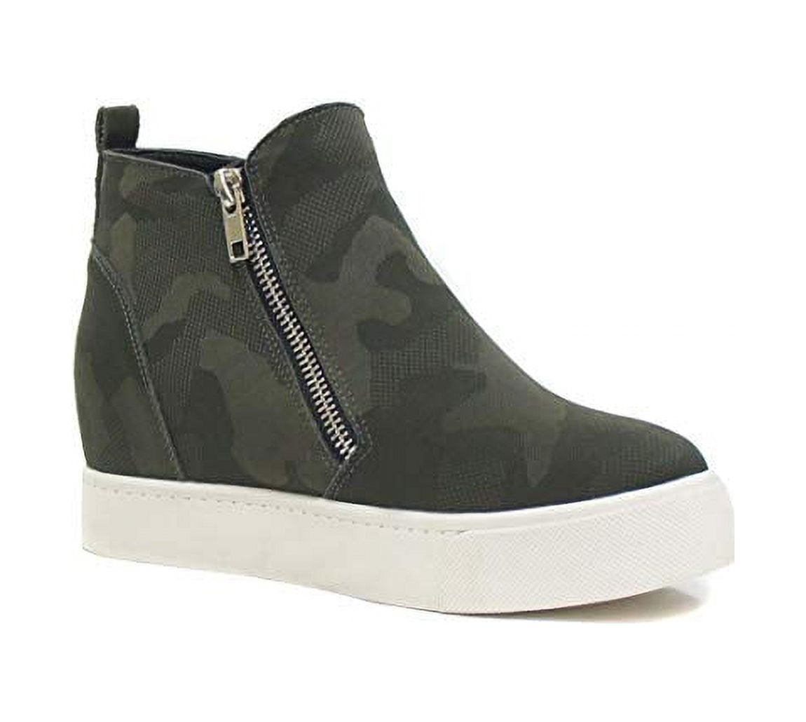Soda Taylor Hidden Fahsion Wedge Sneaker Shoes Side Zipper Khaki Camouflage 6