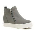 thumbnail image 1 of Soda Taylor Suede Rounded Closed Toe Side Zipper Fashion Synthetic Sneaker (Grey, 8), 1 of 5