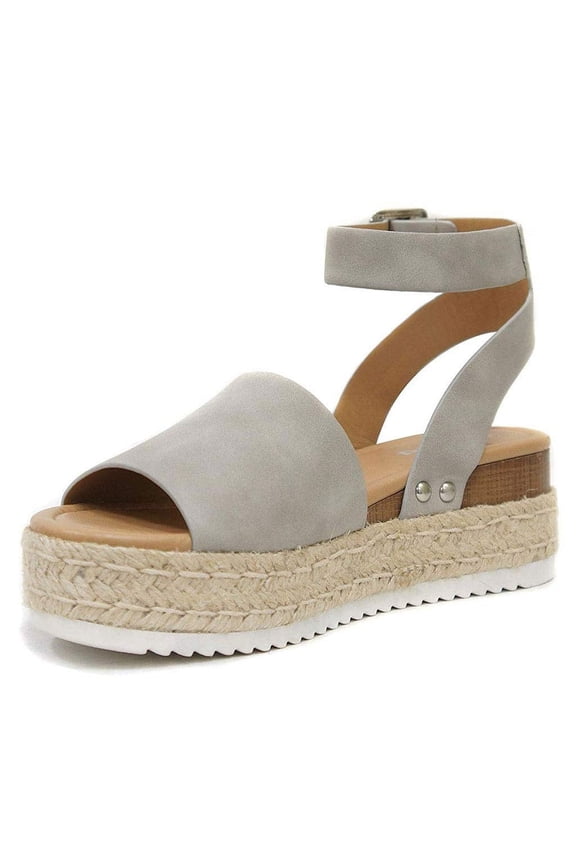 Topic Grey Casual Espadrilles Trim Rubber Sole Flatform Embellished Wedges (8)