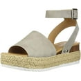 thumbnail image 1 of Soda Topic Grey Casual Rubber Sole Flatform Embellished Wedge Ankle Strap Open Toe (9), 1 of 2