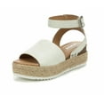 thumbnail image 1 of Soda Topic Off White Casual Espadrilles Flatform Embellished Wedge Open Sandals (Off-White, 10), 1 of 4