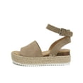 thumbnail image 1 of Soda Topic Open Toe Buckle Ankle Strap Espadrilles Flatform Wedge Casual Sandal, 1 of 5
